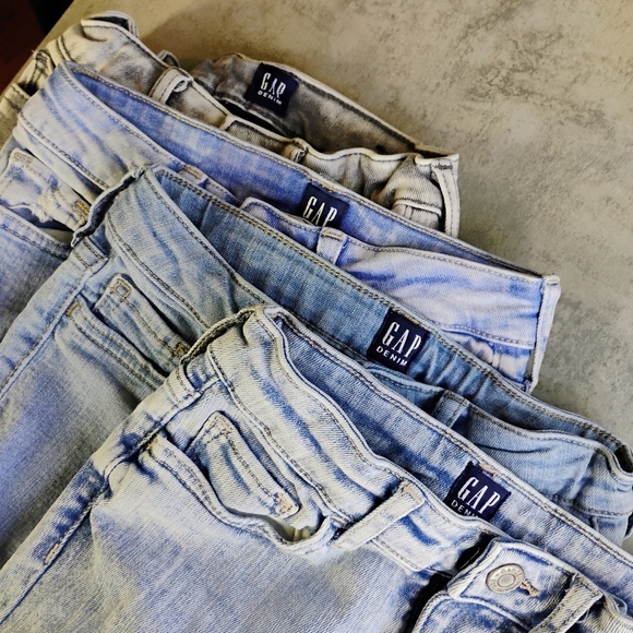 GAP High Rise Jegging Bundle Girls 7 Skinny Jeans Distressed School - Picture 2 of 16